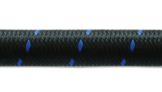 Vibrant -4 AN Two-Tone Black/Blue Nylon Braided Flex Hose (10 foot roll)