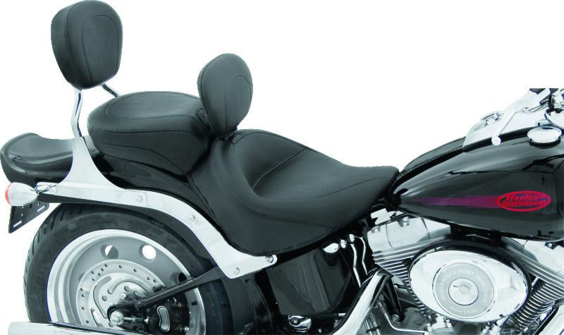 Mustang 06-17 Harley Softail Wide Tire (200mm) Wide Touring Solo Seat w/Driver Backrest - Black