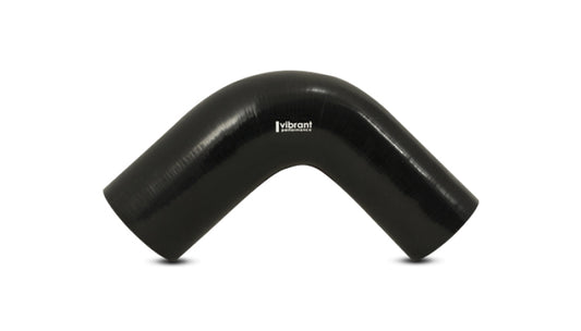 Vibrant 2.25in ID x 2.5in ID x 4in Long Gloss Black Silicone 90 Degree Transition Elbow