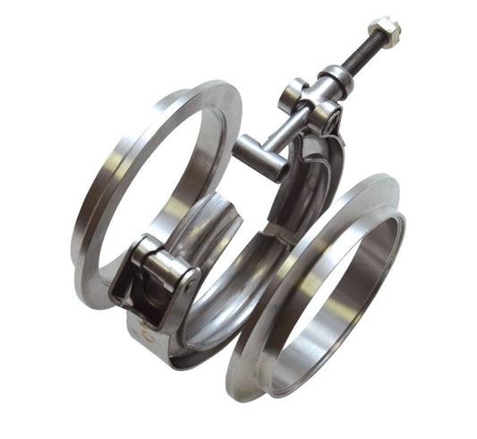 Vibrant T304 SS V-Band Flange Assembly for 2.25in O.D. Tubing incl 2 V-Band flanges & 1 V-Band Clamp