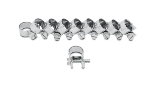 Vibrant Fuel Injector Style Mini Hose Clamps 10-12mm clamping range Pk of 10 Zinc Plated Mild Steel