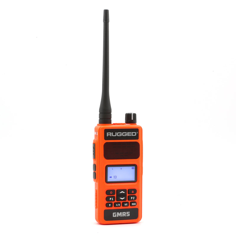 Rugged Radios Waterproof GMRS Handheld Radio with NOAA Alerts - FM Radio - Safety Orange