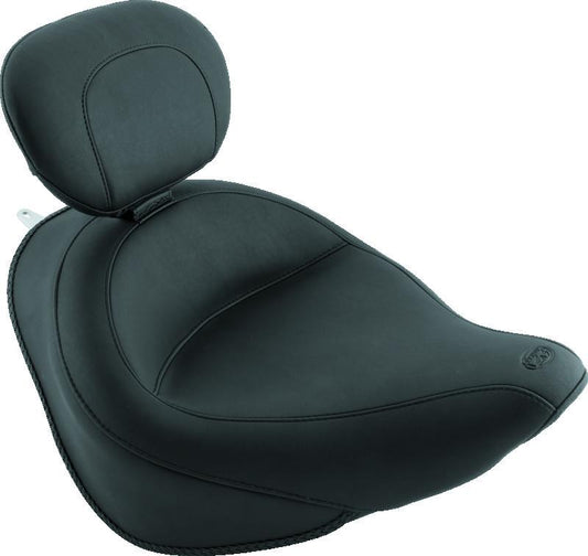 Mustang 06-17 Harley Softail Wide Tire (200mm) Wide Touring Solo Seat w/Driver Backrest - Black