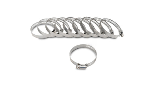 Vibrant S.S. Worm Gear Clamps Pack of 10 - Clamping Range: 4.05in - 5.00in (103mm - 127mm)