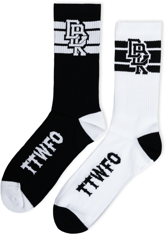 STACKED SOCKS 2 PACK BLACK AND WHITE