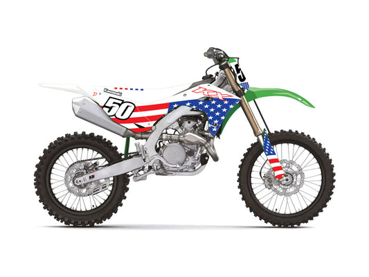 COMPLETE GRAPHIC KIT USA KAWASAKI KX250/450 WHT BG