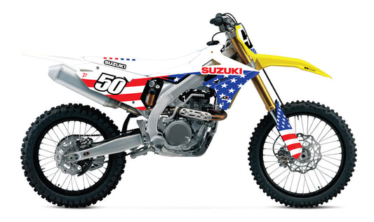 COMPLETE GRAPHIC KIT USA SUZUKI RMZ250/450 WHT BG