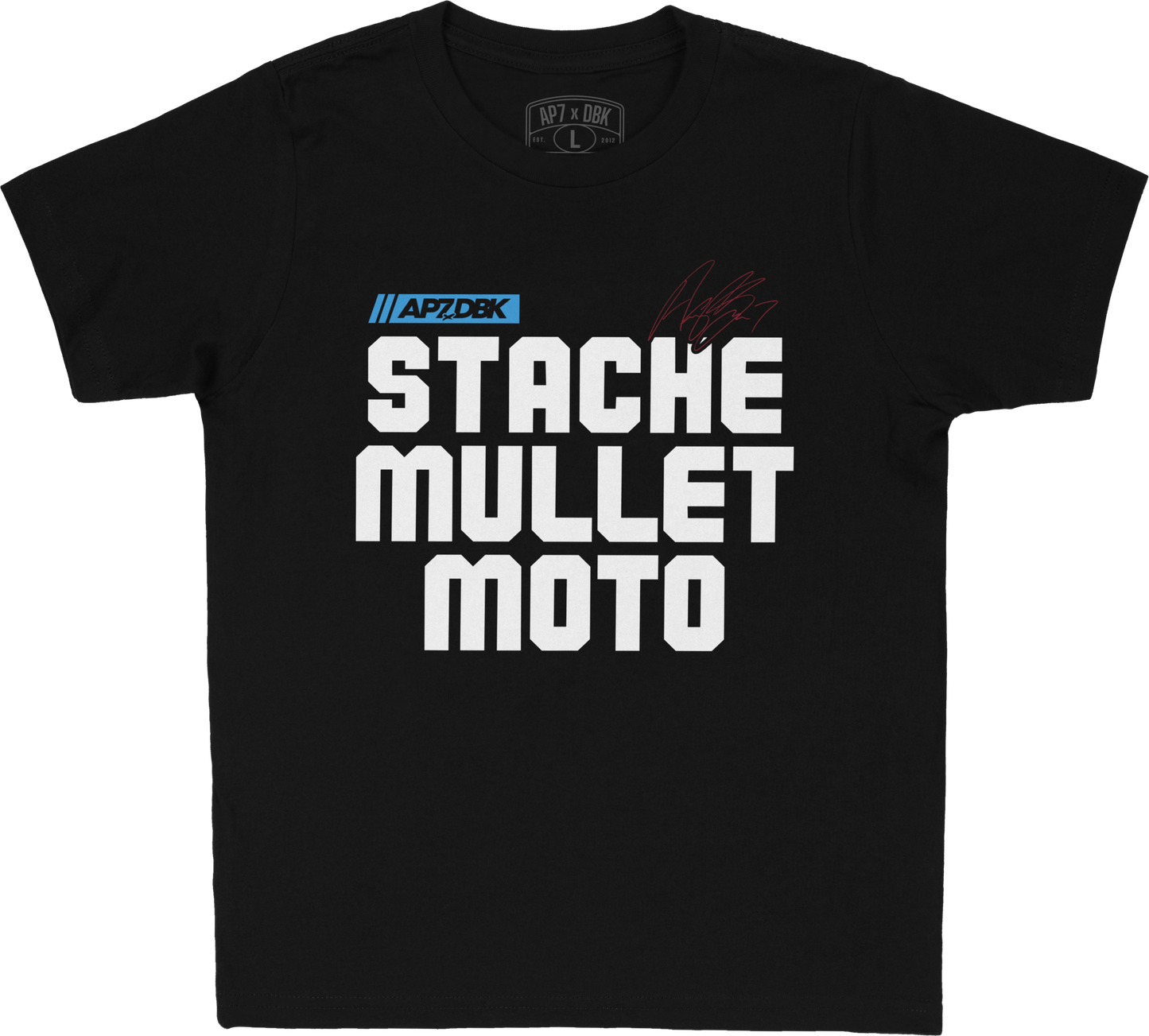 STACHE MULLET MOTO TEE BLACK