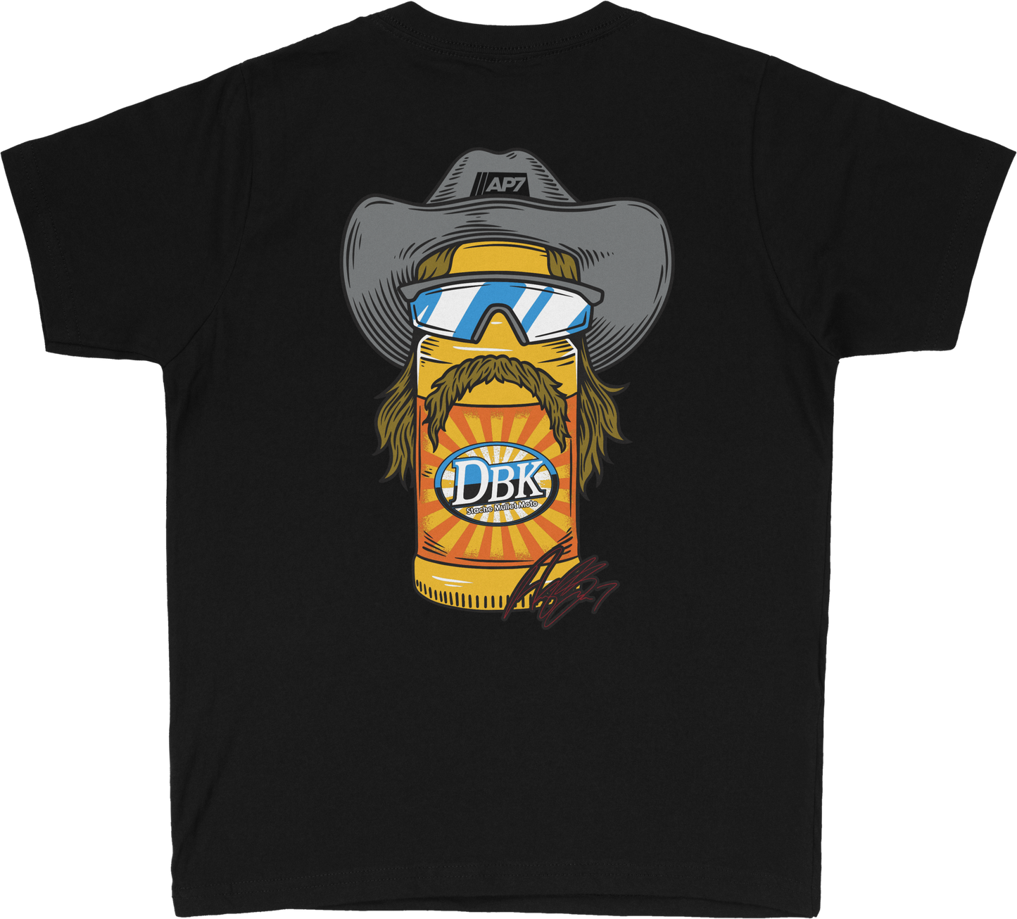 STACHE MULLET MOTO TEE BLACK