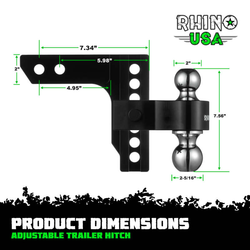 Rhino USA 6In Heavy Duty Drop Hitch - 2In (Black)