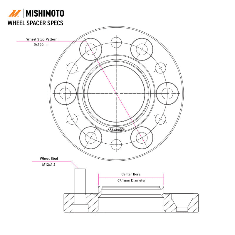 Mishimoto Wheel Spacers - 5x120 - 67.1 - 20 - M14 - Black