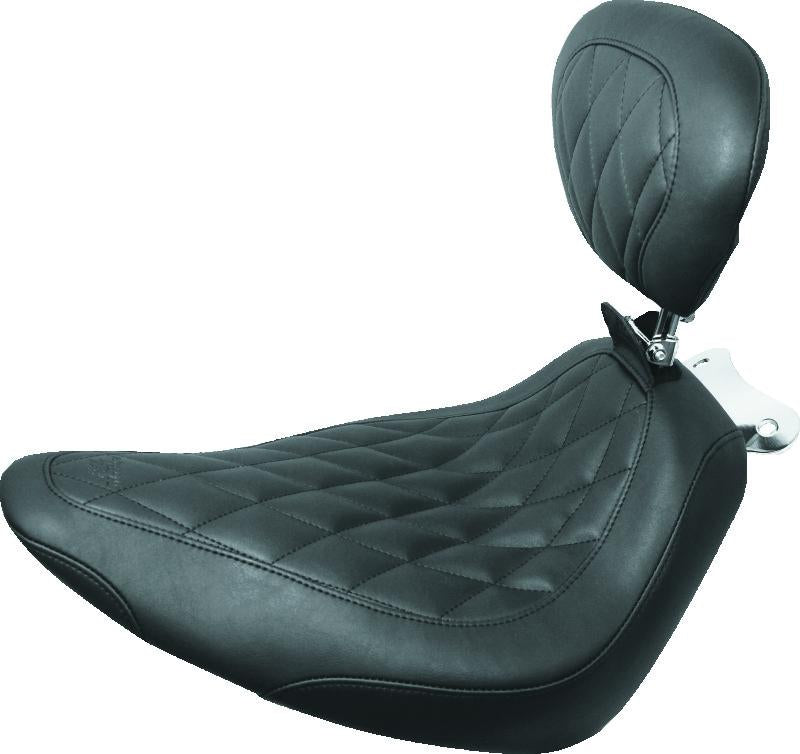 Mustang 00-15 Harley Softail Standard Rear Tire Wide Tripper Solo Seat w/Driver Backrest - Black