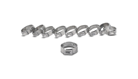 Vibrant One Ear Stepless Pinch Clamps 16.0-19.2mm clamping range (Pack of 10) SS 7mm band width